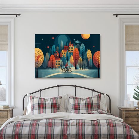 OBRAZ ZIMNÍ PROJÍŽĎKA POD HVĚZDAMI - VÁNOČNÍ A ZIMNÍ OBRAZY - OBRAZY