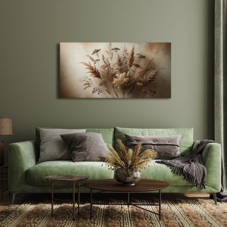 WANDBILD GETROCKNETE GRÄSER UND BLUMEN - BILDER BLUMEN - BILDER