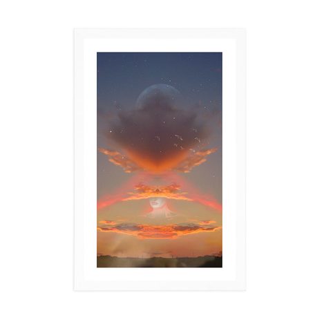 POSTER MIT PASSEPARTOUT GEHEIMNISVOLLE HIMMLISCHE FRAU - MOTIVE AUS UNSERER WERKSTATT - POSTER