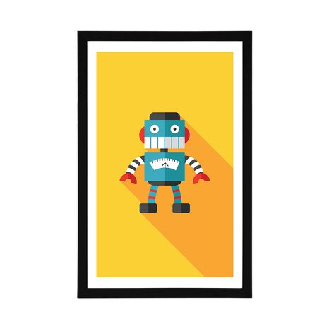 POSTER MIT PASSEPARTOUT FRÖHLICHER ROBOTER - ROBOTER - POSTER