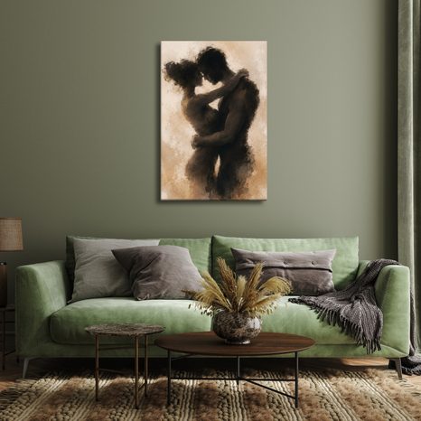 TABLEAU SUR TOILE – SILHOUETTE INTIME D’UN COUPLE AMOUREUX - TABLEAUX D'AMOUR - TABLEAUX