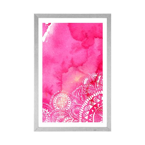 POSTER WITH MOUNT MANDALA PINK WATERCOLOR - FENG SHUI - POSTERS