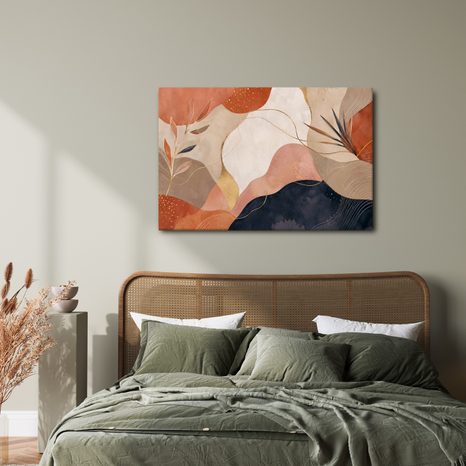 WANDBILD ELEGANTE ABSTRAKTION MIT BLÄTTERN - WANDBILDER ABSTRAKTE FORMEN - BILDER