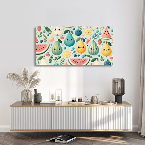 WANDBILD SAFTIGE FRÜCHTE MIT LÄCHELN - BILDER FÜR KINDER - BILDER