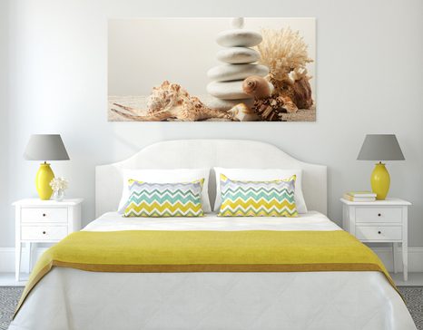 WANDBILD ZEN-STEINE MIT MUSCHELN - BILDER MIT FENG SHUI-MOTIVEN - BILDER