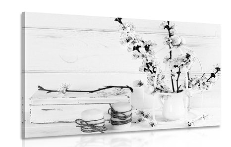 CANVAS PRINT RUSTIC STILL LIFE IN BLACK AND WHITE - BLACK AND WHITE PICTURES - PICTURES