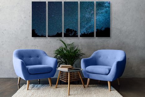 TABLOU 5-PIESE CALE LACTATĂ ÎNTRE STELE - TABLOURI STELE ȘI COSMOS - TABLOURI