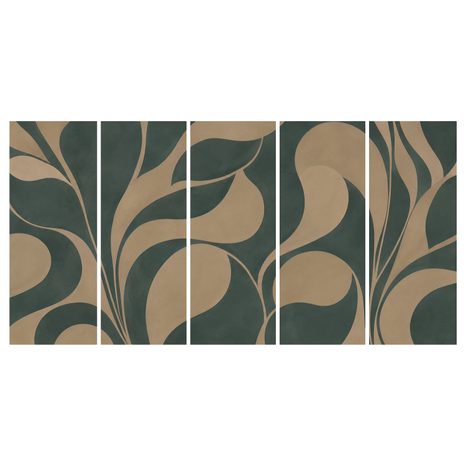 5-TEILIGES WANDBILD ABSTRAKTE BLÄTTER IN BEIGE - WANDBILDER ABSTRAKTE FORMEN - BILDER