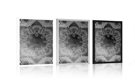 PLAKÁT ČERNOBÍLÁ MANDALA - FENG SHUI - PLAKÁTY