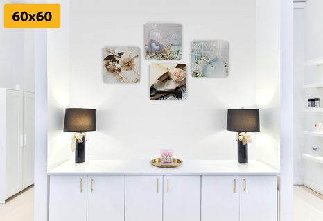 SET OBRAZŮ LUCERNY V ZAJÍMAVÉ KOMBINACI - SESTAVY OBRAZŮ - OBRAZY