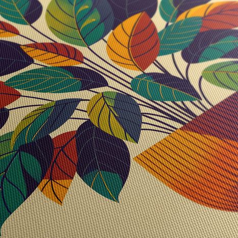 WANDBILD TROPISCHE BLÄTTER IN WARMEN TÖNEN - BOTANISCHE BILDER - BILDER