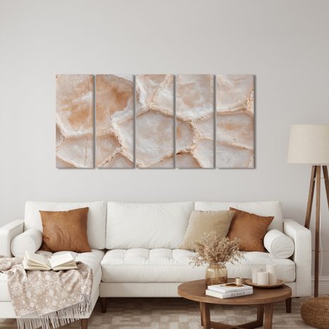 CANVASTAVLA 5-DELAD BEIGE ONYXSTRUKTUR - MARMORTAVLOR - TAVLOR