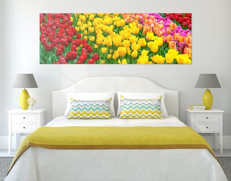 КАРТИНА НА ПЛАТНО – ГРАДИНА ПЪЛНА С ЛАЛЕТА - КАРТИНИ С ЦВЕТЯ - КАРТИНИ