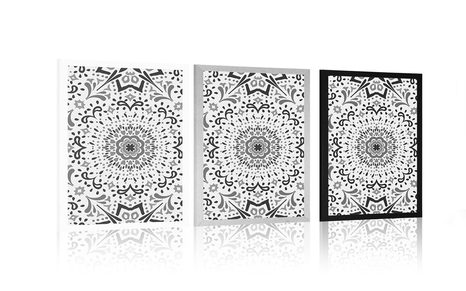 POSTER – MOTIVO ETNICO UNICO IN BIANCO E NERO - NERO E BIANCO - POSTER