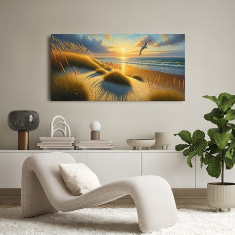 OBRAZ ZLATÉ SVĚTLO POBŘEŽÍ - OBRAZY VÝCHOD A ZÁPAD SLUNCE - OBRAZY