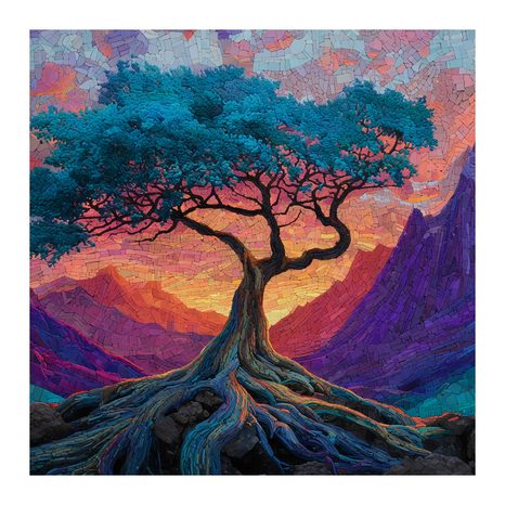 WANDBILD LEBENSBAUM BEI SONNENUNTERGANG - BILDER BÄUME DES LEBENS - BILDER