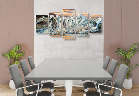 5 RÉSZES KÉP LOVAK VÍZBŐL - ÁLLATMINTÁS KÉPEK - KÉPEK