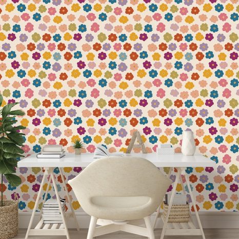 SELBSTKLEBENDE FOTOTAPETE BUNTES BLUMENFELD - GEMUSTERTE TAPETEN - TAPETEN