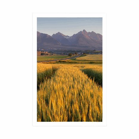 PLAKAT ZALAZAK SUNCA NAD PŠENIČNIM POLJEM - PRIRODA - PLAKATI