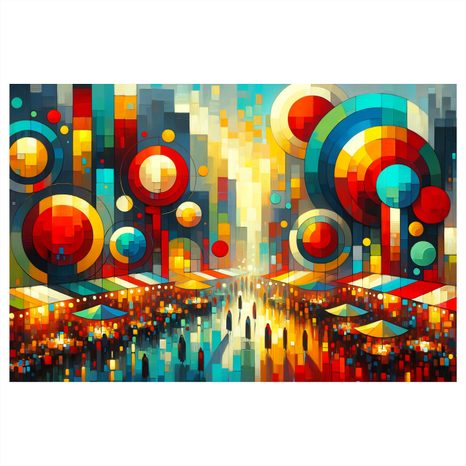 OBRAZ BAREVNÉ MĚSTO V KRUZÍCH - ABSTRAKTNÍ OBRAZY - OBRAZY