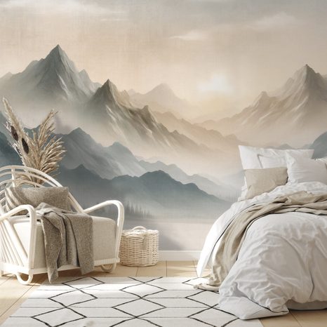 CARTA DA PARATI – PANORAMA MONTANO NEBBIOSO - CARTA DA PARATI MONTAGNE - CARTA DA PARATI