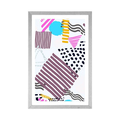 PLAKAT S PASPARTUOM MEMPHIS UZORAK U STILU POP-ART - POP ART - PLAKATI