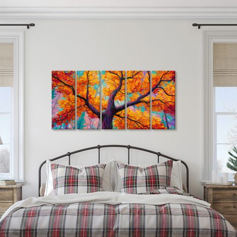 5-DÍLNÝ OBRAZ PODZIMNÍ STROM ŽIVOTA - OBRAZY STROMY ŽIVOTA - OBRAZY