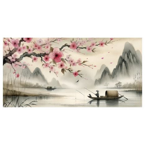 OBRAZ KLIDNÉ RYBAŘENÍ V ASII - OBRAZY JEZERA - OBRAZY
