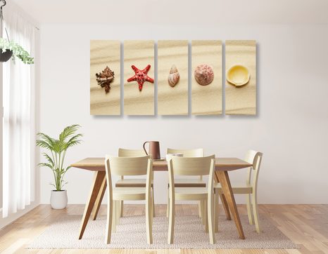 TABLOU 5-PIESE SCOICI PE O PLAJĂ CU NISIP - TABLOU NATURĂ ȘI PEISAJE NATURALE - TABLOURI