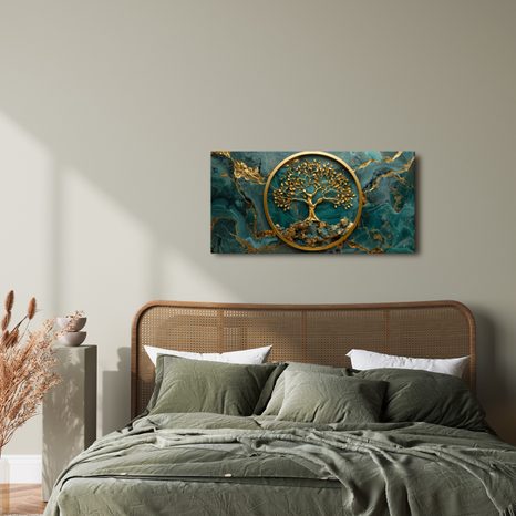SLIKA ZLATNO STABLO ŽIVOTA NA SMARAGDU - SLIKE STABLA ŽIVOTA - SLIKE