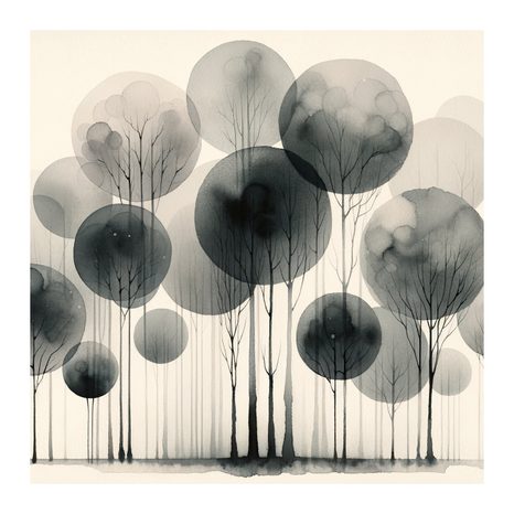 OBRAZ FANTAZIJNÍ STROMY V ŠEDÉ KRAJINĚ - OBRAZY STROMY ŽIVOTA - OBRAZY