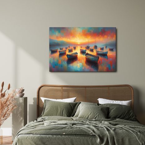 OBRAZ LODĚ PŘI ZÁPADU SLUNCE - OBRAZY VÝCHOD A ZÁPAD SLUNCE - OBRAZY