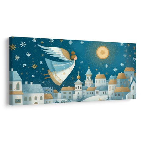 OBRAZ VÁNOČNÍ KRAJINA S ANDĚLEM - VÁNOČNÍ A ZIMNÍ OBRAZY - PICTURES