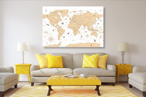 QUADRO SU TELA – MAPPA BEIGE - QUADRI MAPPE - STAMPE E QUADRI