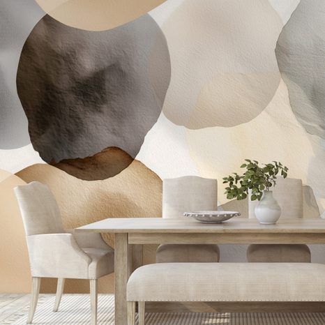 TAPET CERCURI ABSTRACTE ACUARELĂ BEJ - TAPET ABSTRACT - TAPETURI