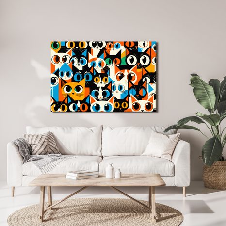 WANDBILD BUNTE KATZEN IN ABSTRAKTION - BILDER VON KATZEN - BILDER