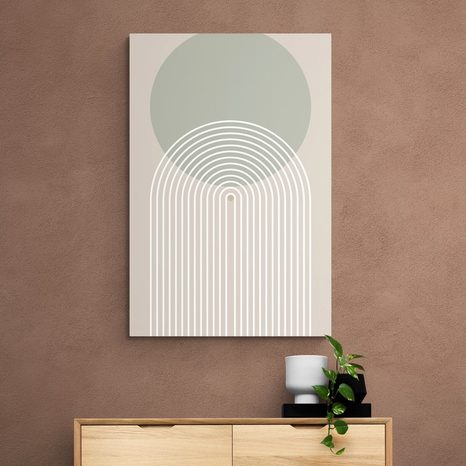 OBRAZ KHAKI KRĄG Z TĘCZĄ MID-CENTURY - OBRAZY ABSTRAKCYJNE - OBRAZY