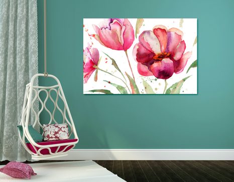 WANDBILD WUNDERSCHÖNE TULPEN IM INTERESSANTEN DESIGN - BILDER BLUMEN - BILDER