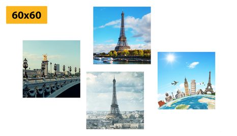 SET OBRAZŮ VÝHLED NA EIFFELOVU VĚŽ V PAŘÍŽI - SESTAVY OBRAZŮ - OBRAZY