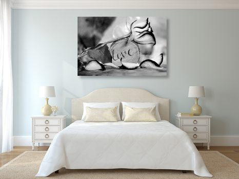 WANDBILD ROMANTISCHES GESTÄNDNIS LOVE IN SCHWARZ-WEISS - SCHWARZ-WEISSE BILDER - BILDER