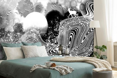 CARTA DA PARATI – PAESAGGIO MIRACOLOSO IN BIANCO E NERO - CARTA DA PARATI BIANCO E NERO - CARTA DA PARATI