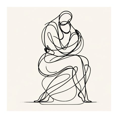 OBRAZ ZAMYŠLENÁ SILUETA V KŘIVKÁCH - OBRAZY ŽENY - OBRAZY