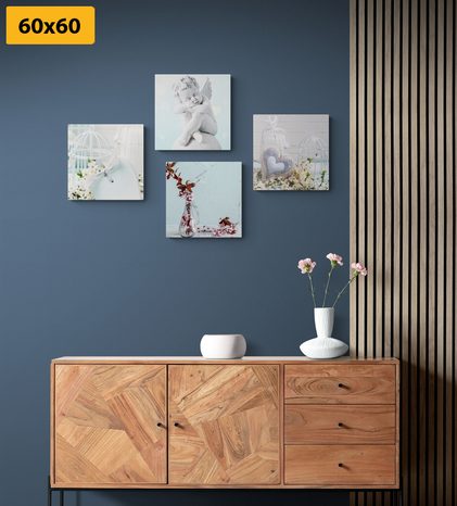 SET OBRAZŮ JEMNÉ ZÁTIŠÍ S ANDÍLKEM - SESTAVY OBRAZŮ - OBRAZY