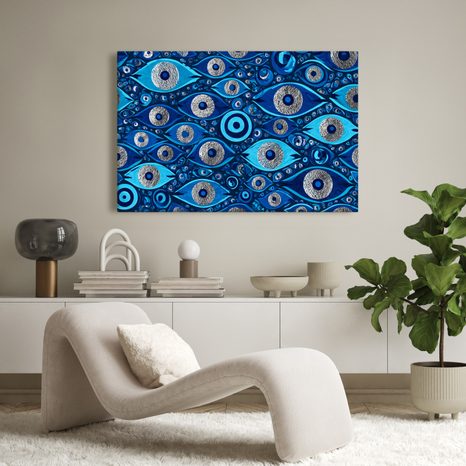 TABLEAU SUR TOILE – YEUX BLEUS MYSTÉRIEUX - TABLEAUX PAR THÈME - TABLEAUX