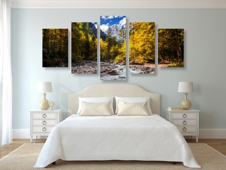 TABLOU 5-PIESE PEISAJ MONTAN PITORESC - TABLOU NATURĂ ȘI PEISAJE NATURALE - TABLOURI