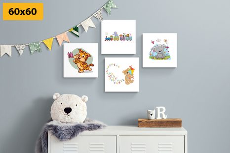 SET OBRAZŮ BAREVNÁ ZVÍŘÁTKA - SESTAVY OBRAZŮ - OBRAZY