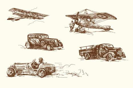 SAMOLEPÍCÍ TAPETA RETRO DOPRAVNÍ PROSTŘEDKY - SAMOLEPÍCÍ TAPETY - TAPETY