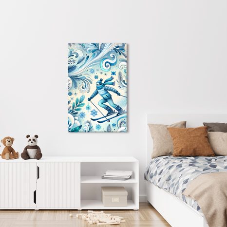 WANDBILD FREUDE AM SKIFAHREN - BILDER VON BERGEN - BILDER