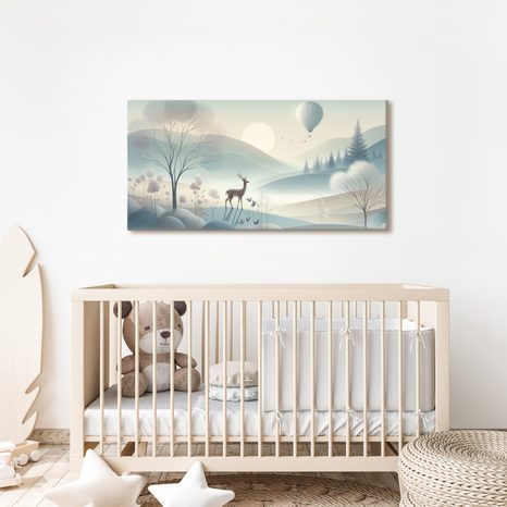 OBRAZ LESNÍ KRAJINA S JELENEM A HORAMI - PICTURES OF ANIMALS - PICTURES