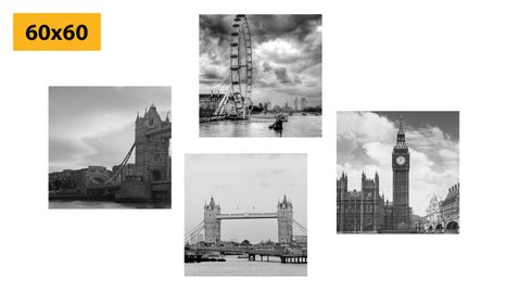 SET DI QUADRI – LONDRA MISTERIOSA IN BIANCO E NERO - COLLEZIONI DI QUADRI - STAMPE E QUADRI